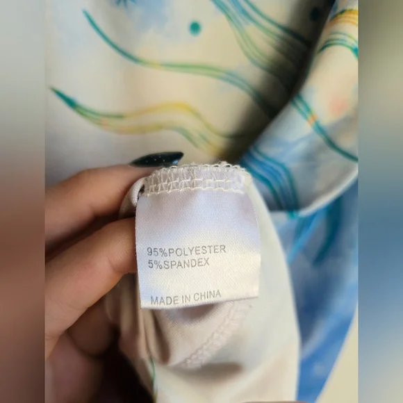 "Beyond This Plane" Colorful Celestial Sun Top, Plus Size 1XL, Asymmetrical Hem - Picture 7 of 7